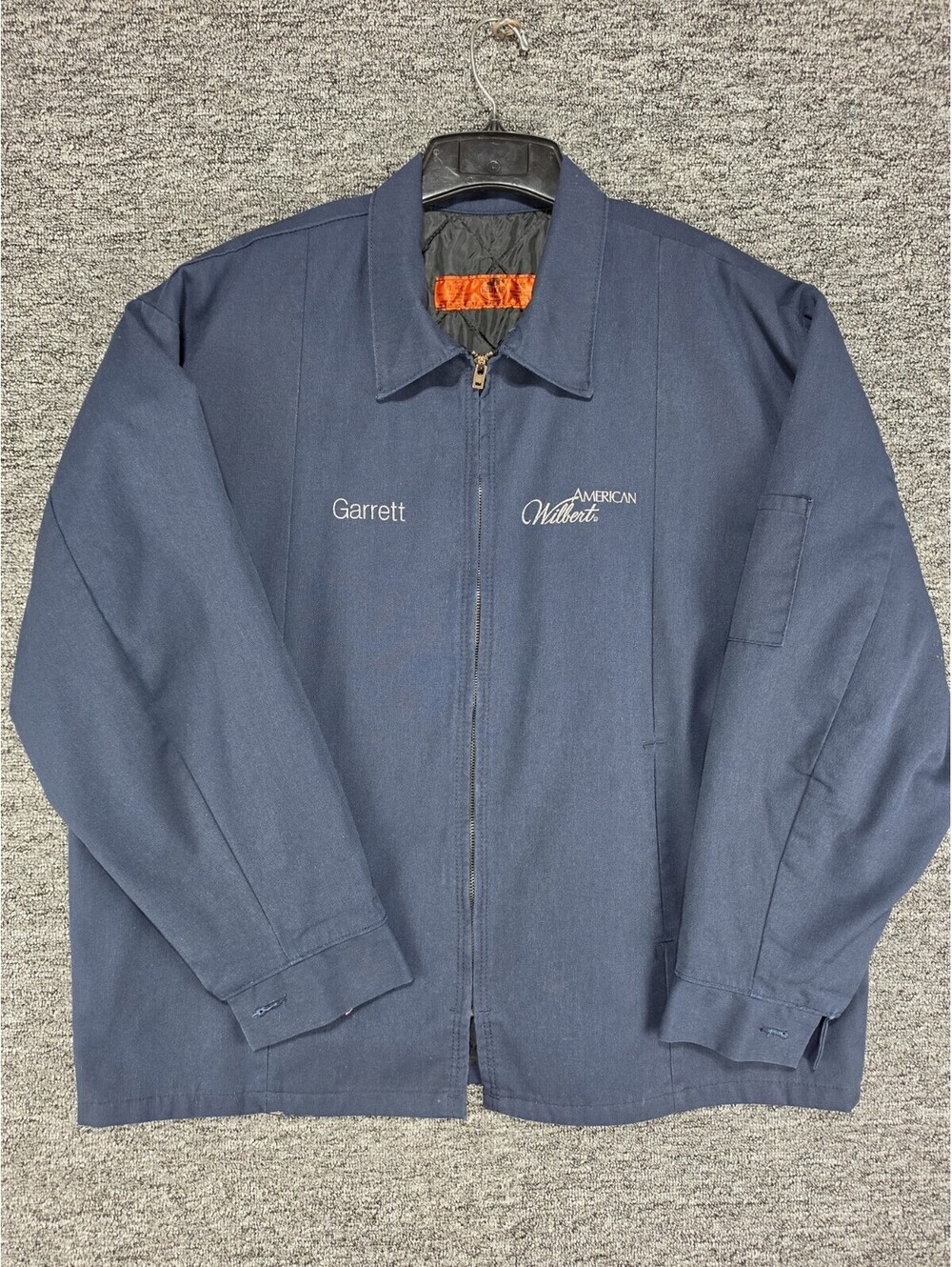 Red Kap Men’s XL Blue Quilt-Lined Zip Front Work Jacket Embroidered Garrett